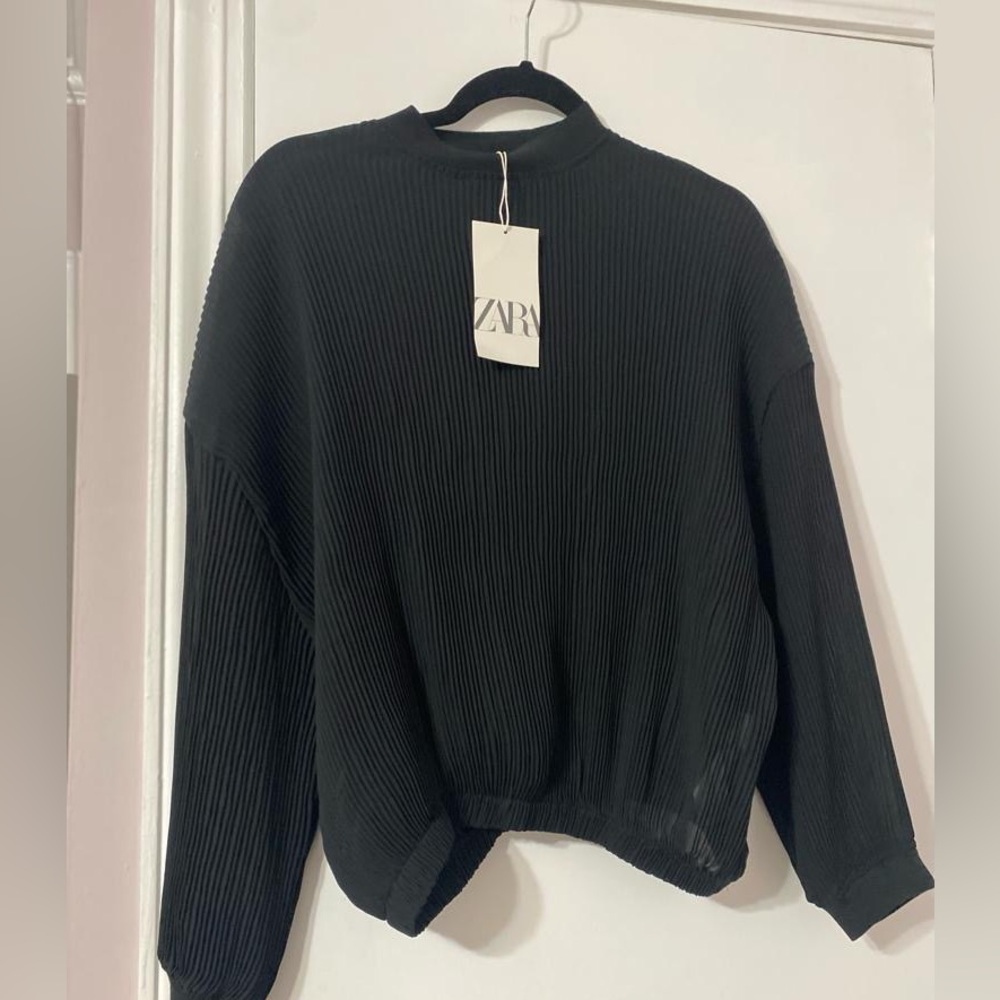 Semi sheer ribbed elastic bottom Zara top